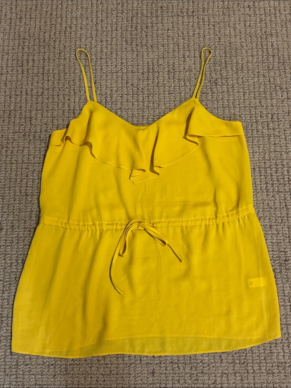 Yellow Ruffle Drawstring Cami Top